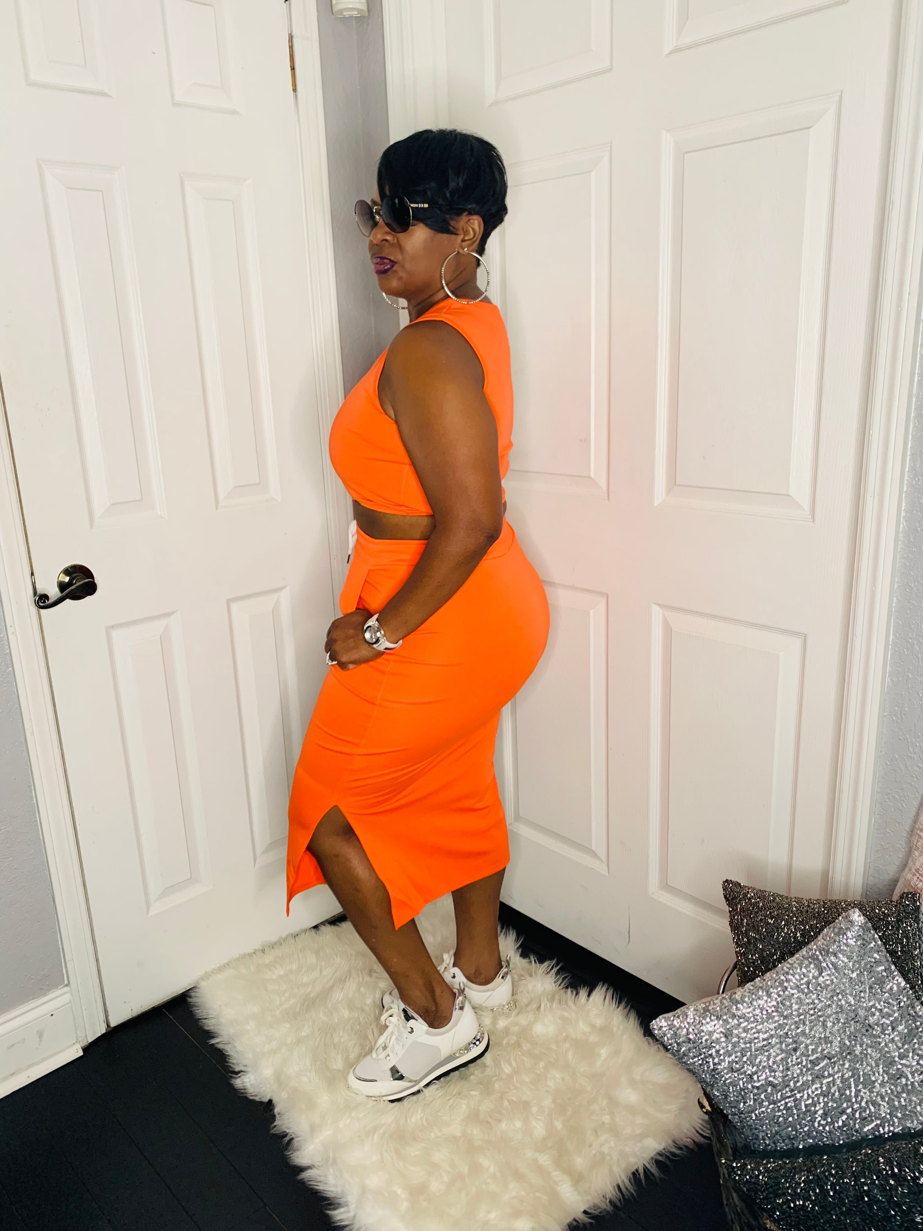 Two- piece skirt set orange