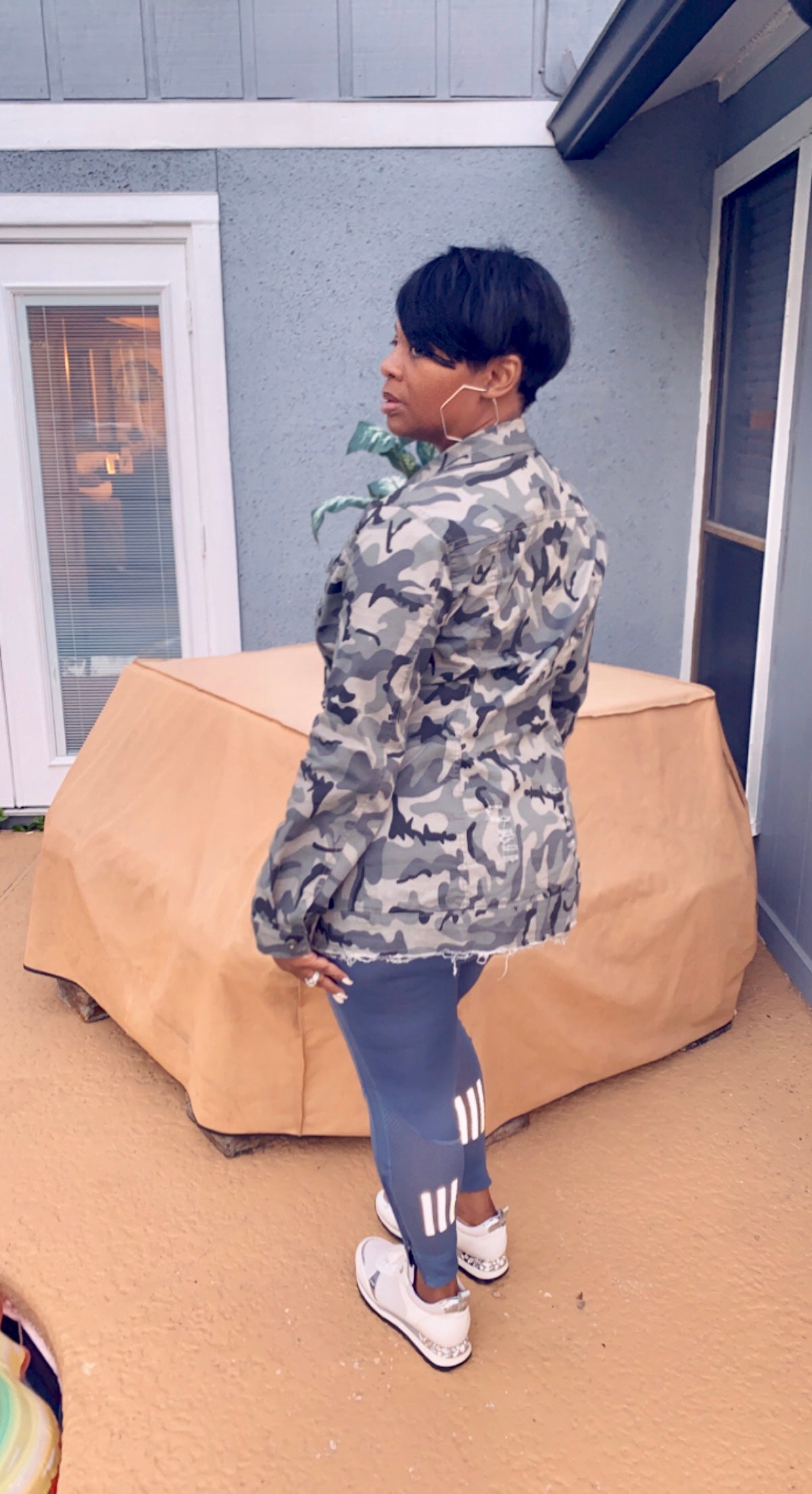 Camouflage denim gray jacket