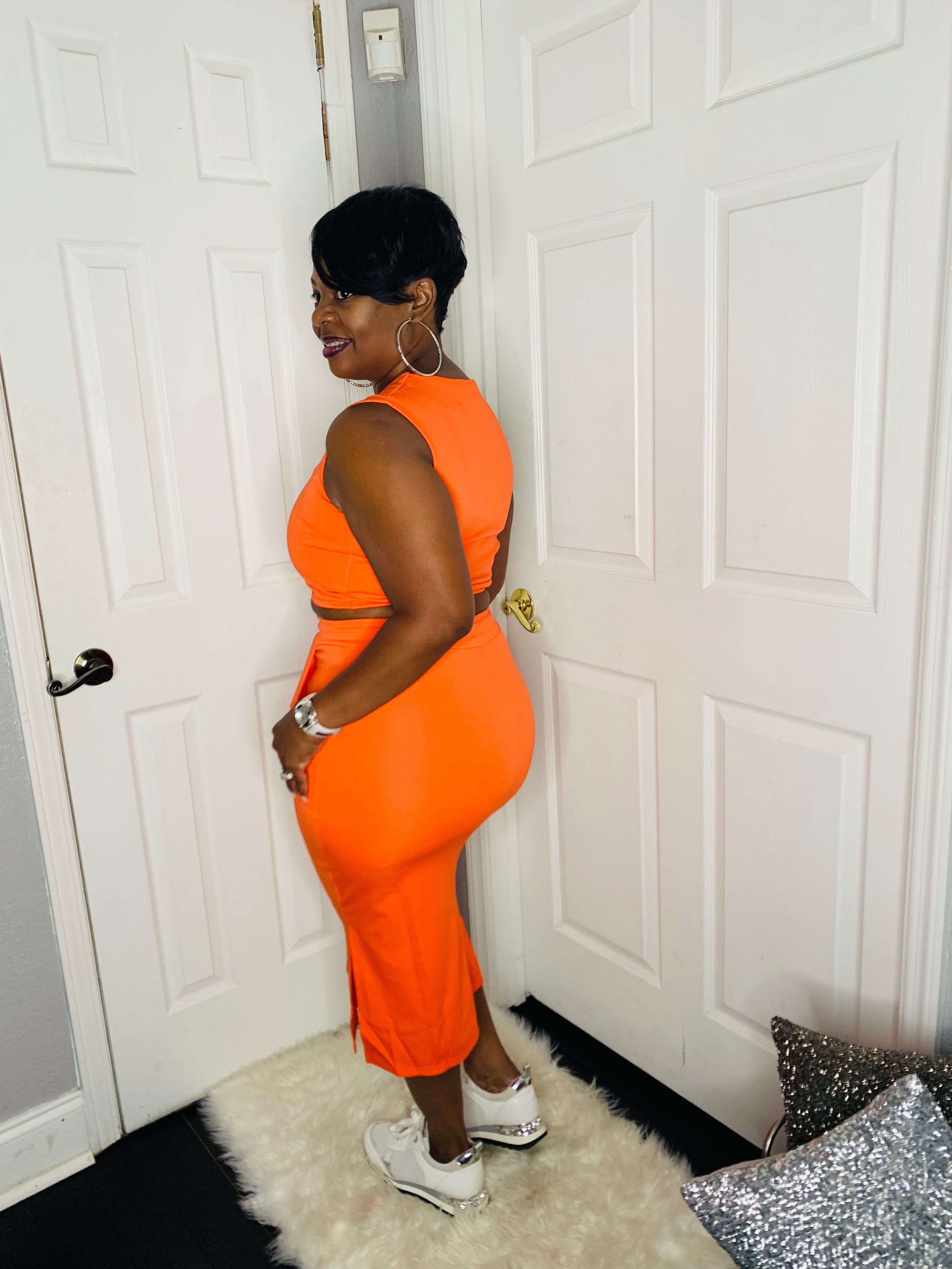 Two- piece skirt set orange