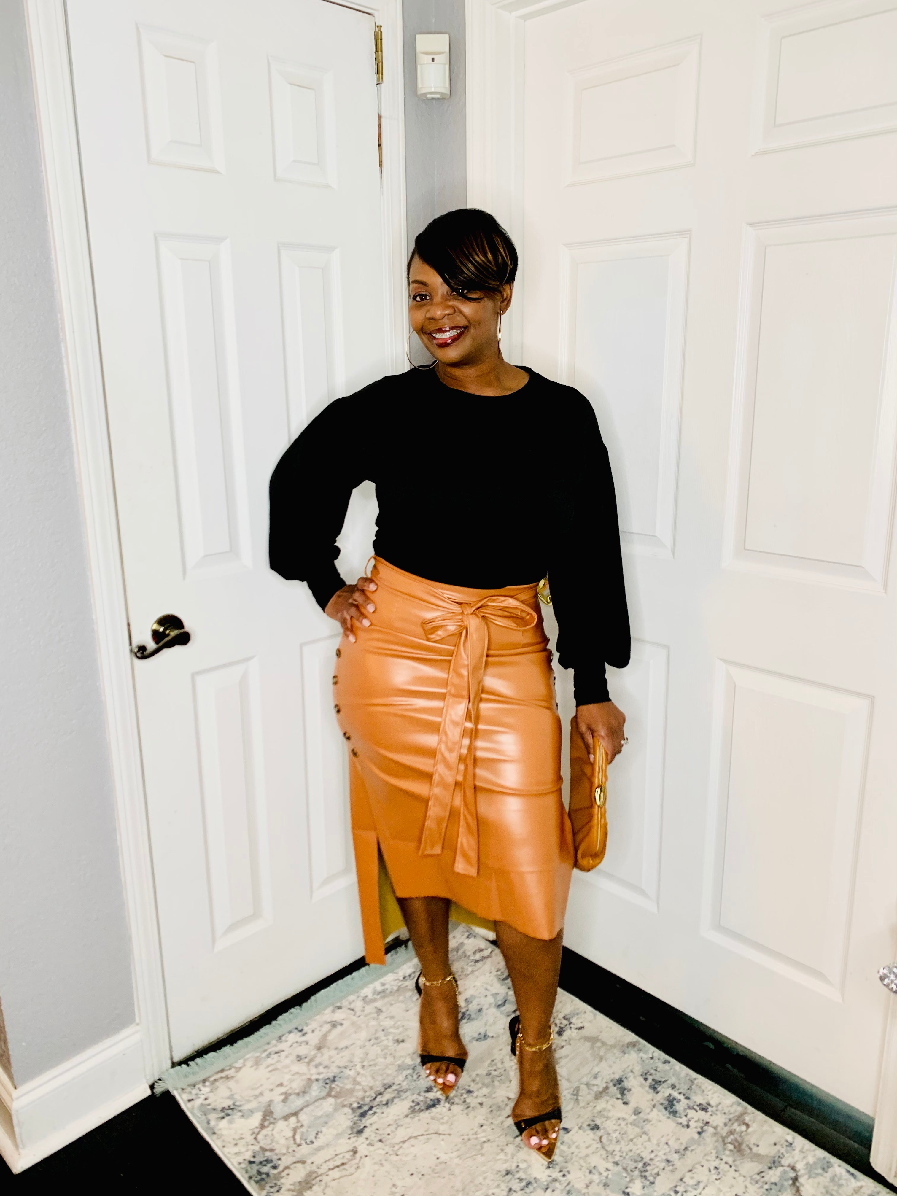 Faux leather skirt - Carmel color