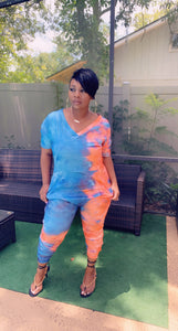 Jumpsuit Tie Dye jumpsuit- blue / orange