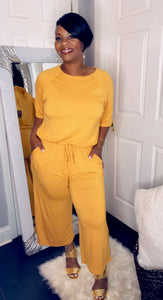 Jumpsuit crop-mustard color