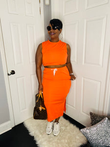 Two- piece skirt set orange