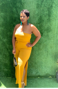 Jumpsuit with side slit - yellow