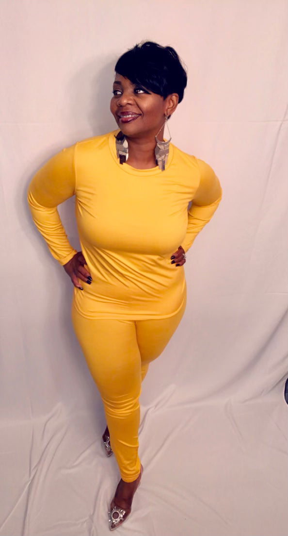 Mustard Two Piece Pants Set