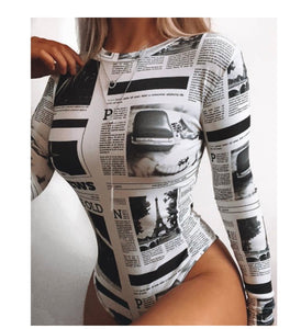 Bodysuit Newspaper print