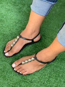 Summer Pearl Thong Sandal (black)