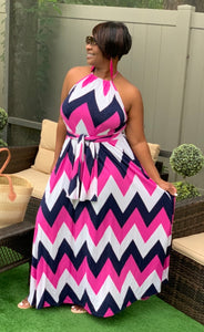 Maxi  dress-pink zig zag