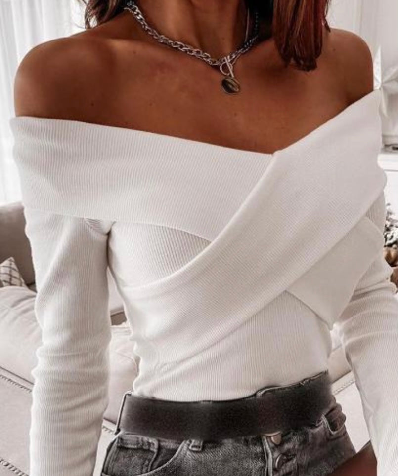 White long sleeve top