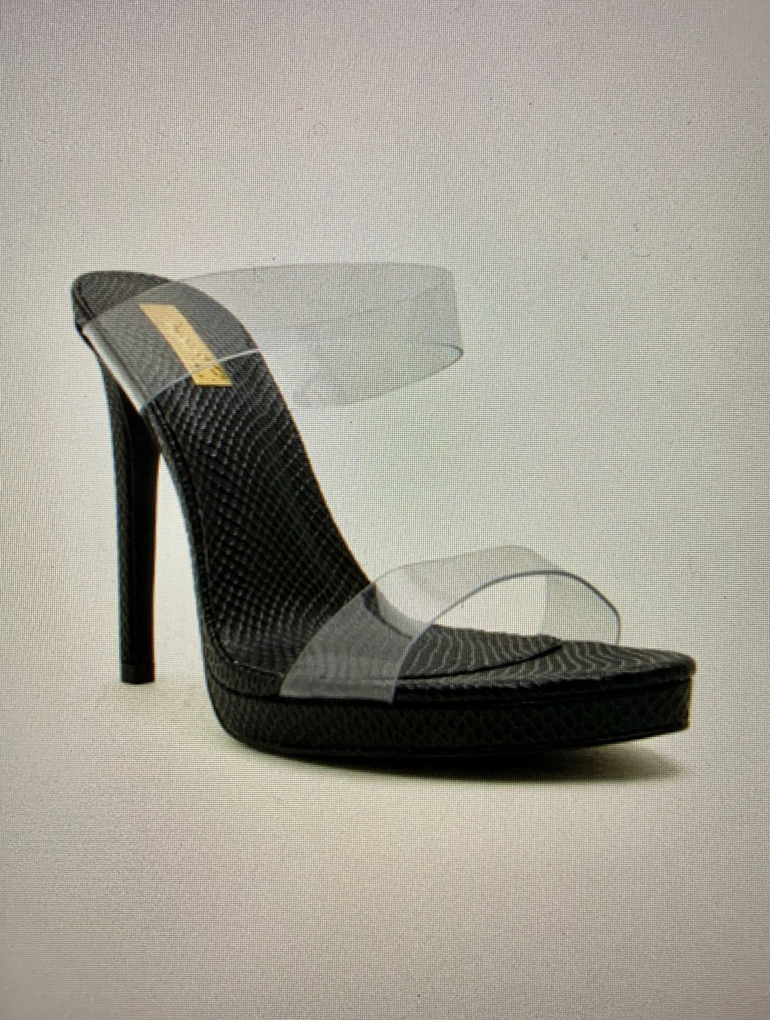 Black slip in heel w clear strap