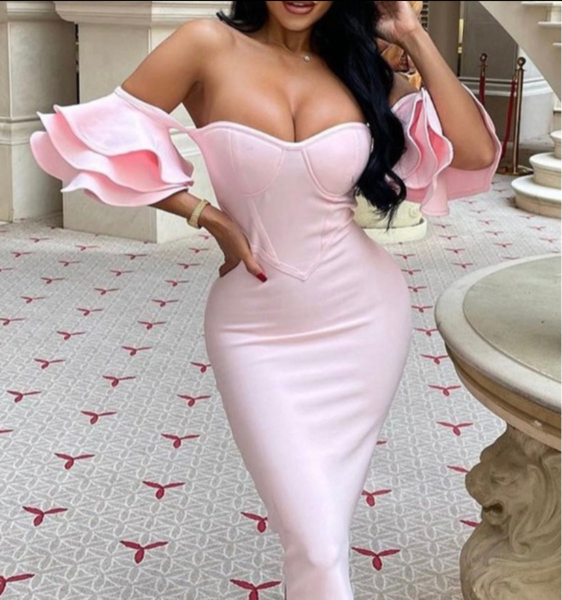 Off shoulder dress light pink