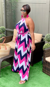 Maxi  dress-pink zig zag