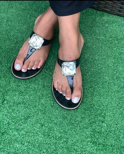 Black rhinestone sandals $19.00