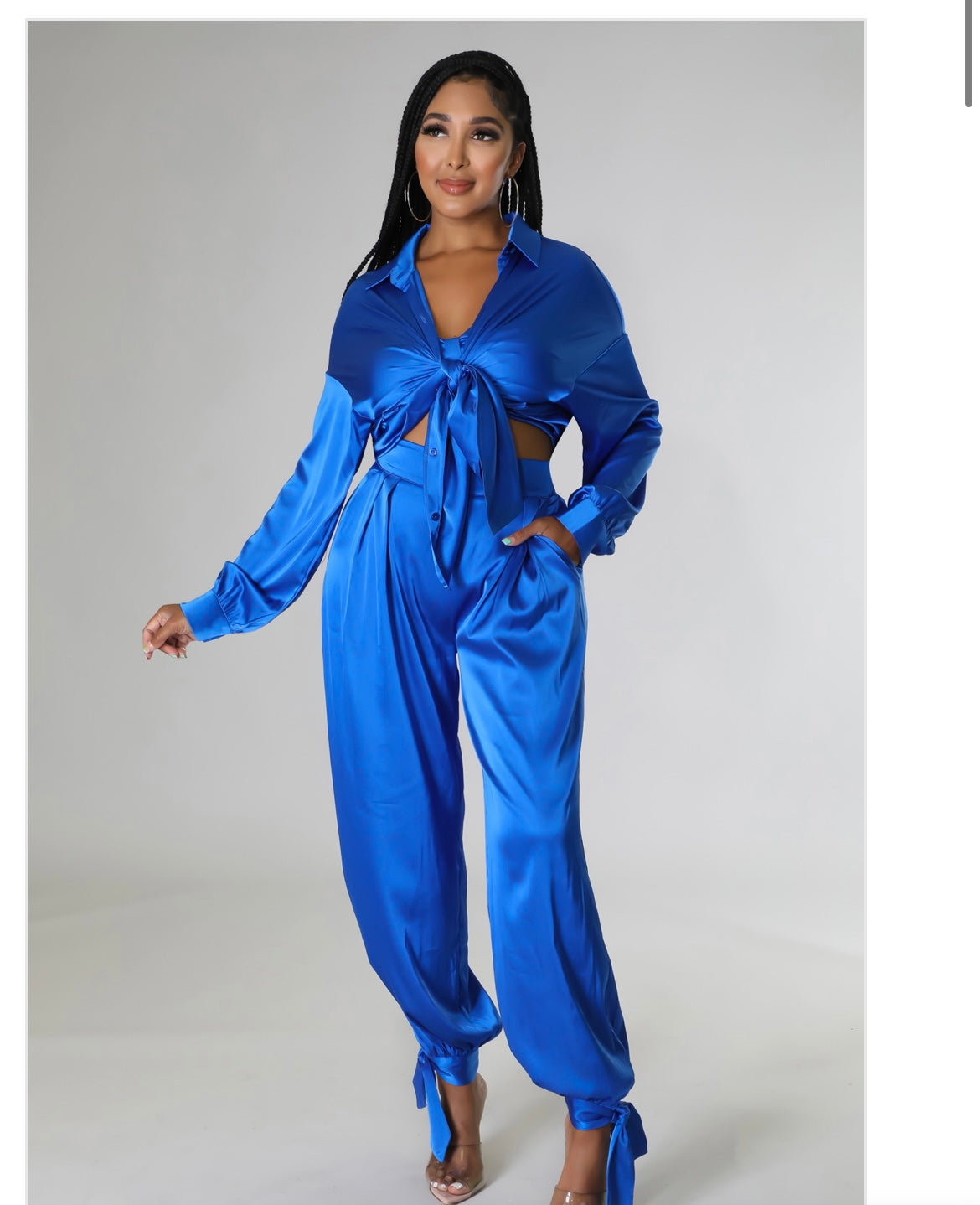 Silky Satin Three piece pants set